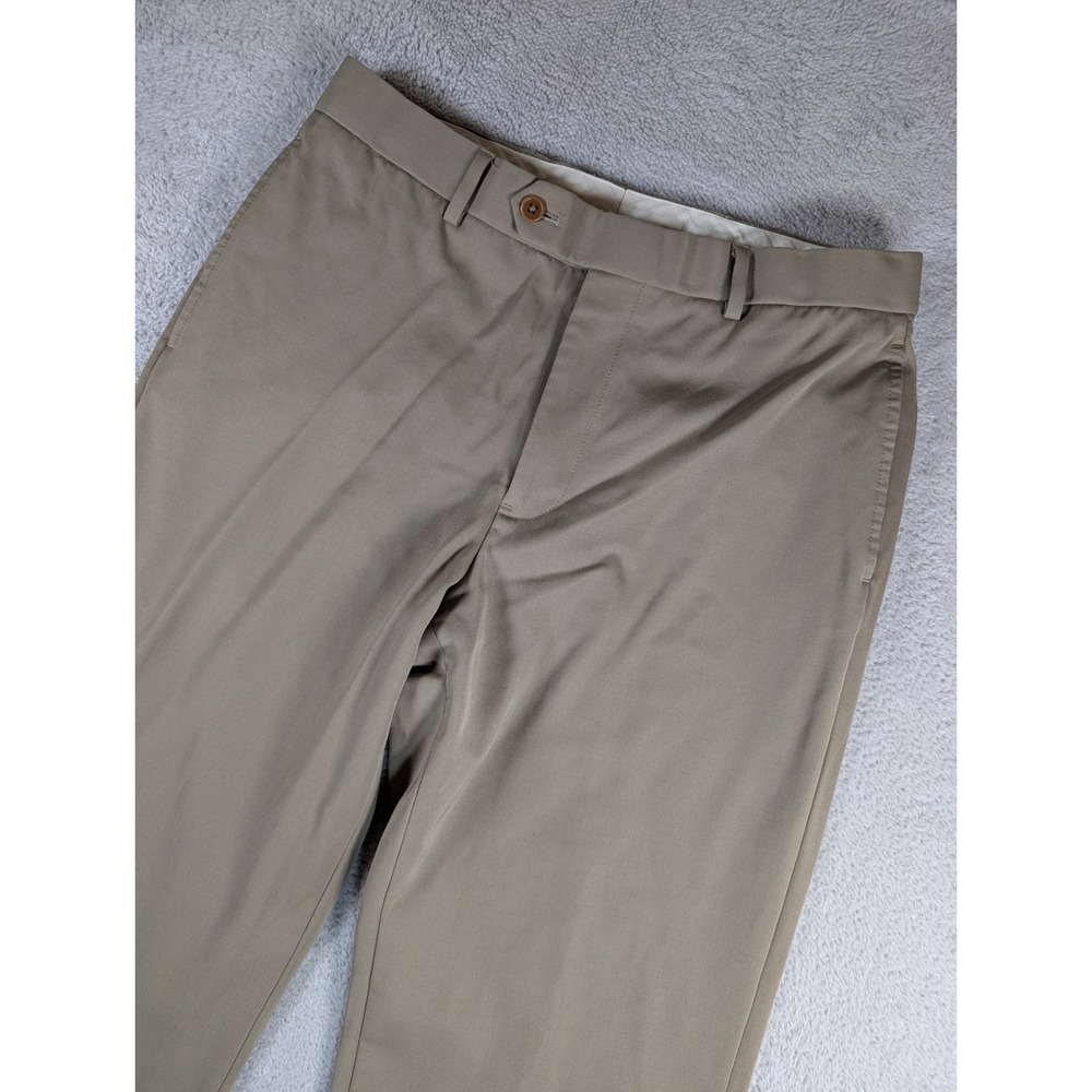 Brooks Brothers 1818 Madison Tan Wool Dress Pants Mens 33x32 Khaki Flat Front
